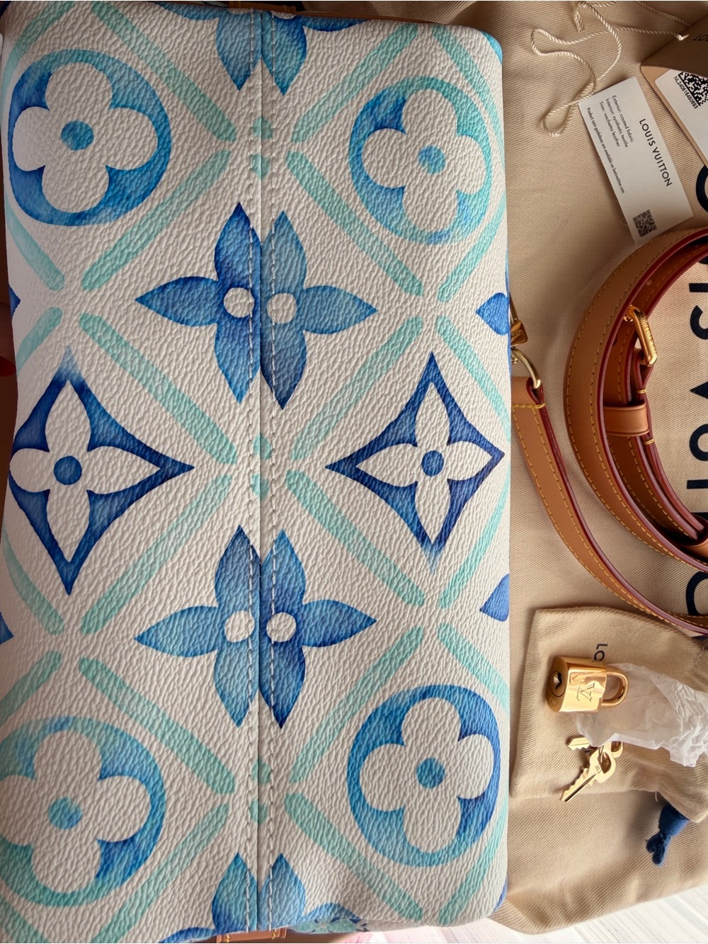 LOUIS VUITTON SPEEDY 25 BY THE POOL BLUE LAGOON BRAND NEW IN BOX W/DUST BAG TAGS - Picture 10 of 11